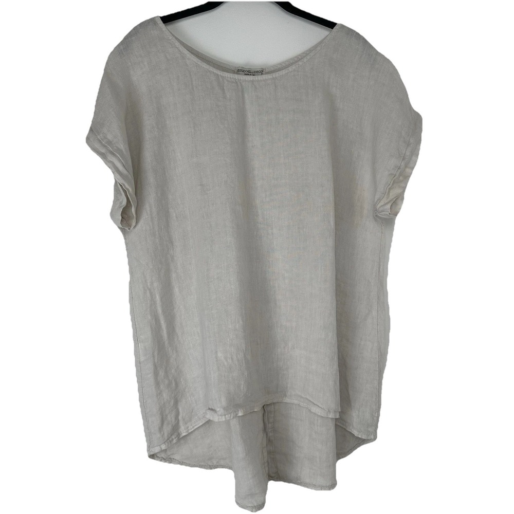 Terzo Millennio Top Size Large Linen Ivory Lagenlook Minimalist Sustainable Boho